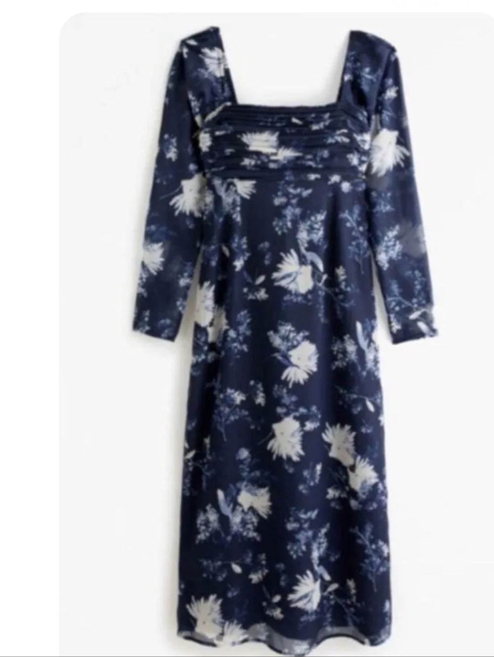 Abercrombie & Fitch Navy floral long sleeve Emerson Chiffon whimsy dress size XS
